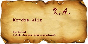 Kordos Aliz névjegykártya